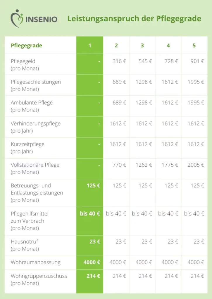 Infografik Pflegegrade