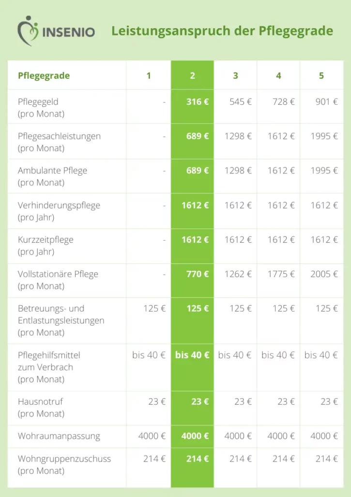 Infografik Pflegegrade